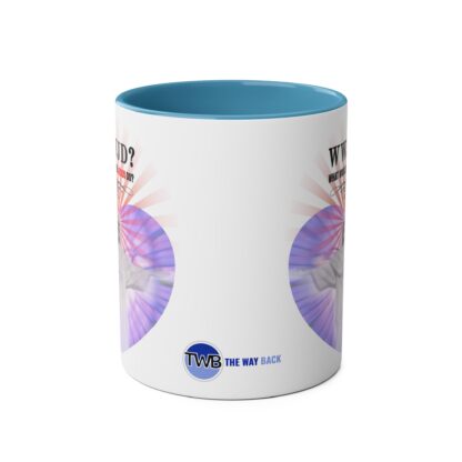 WWJD? Rio design - "What Would Jesus Do?" - Two-Tone Coffee Mugs, 11oz Picture of Jesus Christ - Image 6