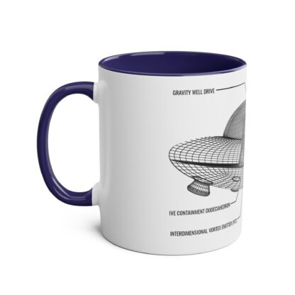 Ancient Aliens UFO Mug | 3D Drawing of Flying Saucer with annotations | Anti Gravity craft | Two-Tone Coffee Mug, 11oz  | Truth Seeker - Image 12