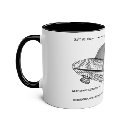 Ancient Aliens UFO Mug | 3D Drawing of Flying Saucer with annotations | Anti Gravity craft | Two-Tone Coffee Mug, 11oz  | Truth Seeker - Image 6