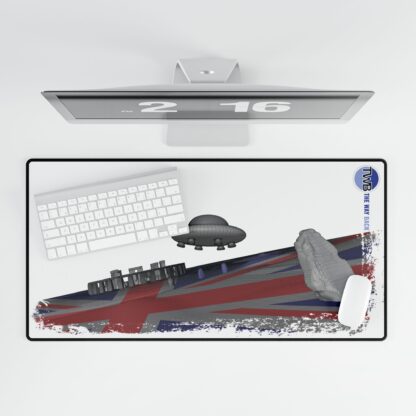 Ancient Aliens UFO over Stonehenge UK | Union Jack Flag | Anti Gravity Flying Saucer | Desk Mat - Image 4