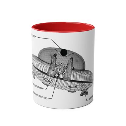 Ancient Aliens UFO Mug | 3D Drawing of Flying Saucer with annotations | Anti Gravity craft | Two-Tone Coffee Mug, 11oz  | Truth Seeker