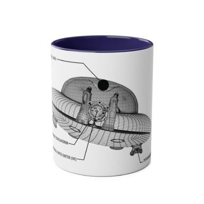 Ancient Aliens UFO Mug | 3D Drawing of Flying Saucer with annotations | Anti Gravity craft | Two-Tone Coffee Mug, 11oz  | Truth Seeker - Image 11