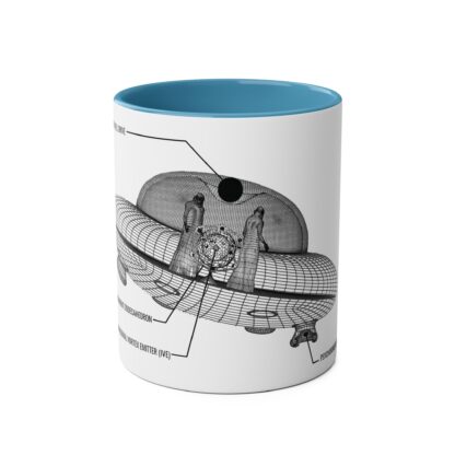 Ancient Aliens UFO Mug | 3D Drawing of Flying Saucer with annotations | Anti Gravity craft | Two-Tone Coffee Mug, 11oz  | Truth Seeker - Image 8