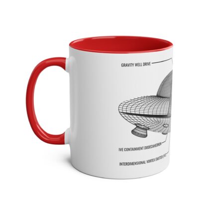 Ancient Aliens UFO Mug | 3D Drawing of Flying Saucer with annotations | Anti Gravity craft | Two-Tone Coffee Mug, 11oz  | Truth Seeker - Image 2