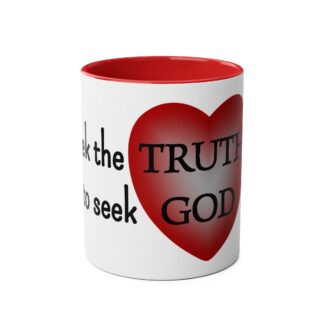 Mug with motivational God quote: To Seek the Truth is to Seek God | Two-Tone Coffee Mug | 11oz | Inspiring quote