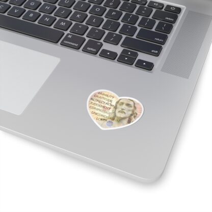 Kiss-Cut Sticker: White border Jesus in Heart with each of The Six Virtues of The Way Back listed - Image 5