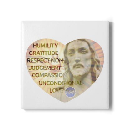 Cork-backed Ceramic Coaster Square or Round: With Jesus in a Heart and The Six Virtues - Image 2