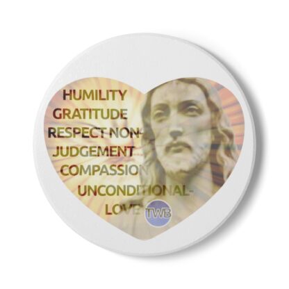 Cork-backed Ceramic Coaster Square or Round: With Jesus in a Heart and The Six Virtues - Image 6