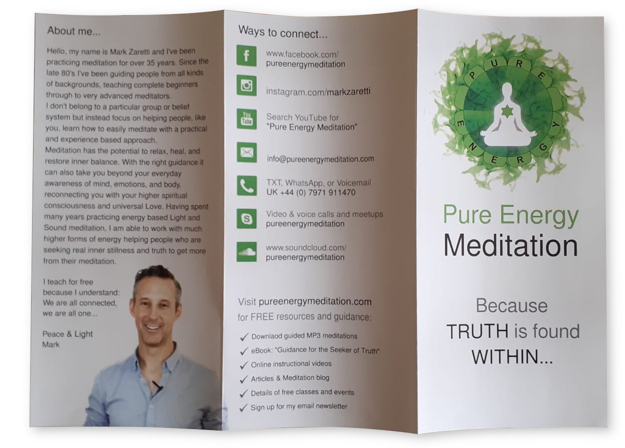 Pure Energy Meditation Information Leaflet, March 2018
