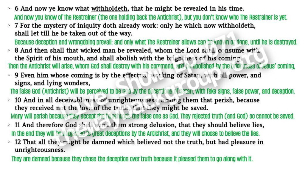 2 Thessalonians 2:6-7 The Restrainer and The Antichrist